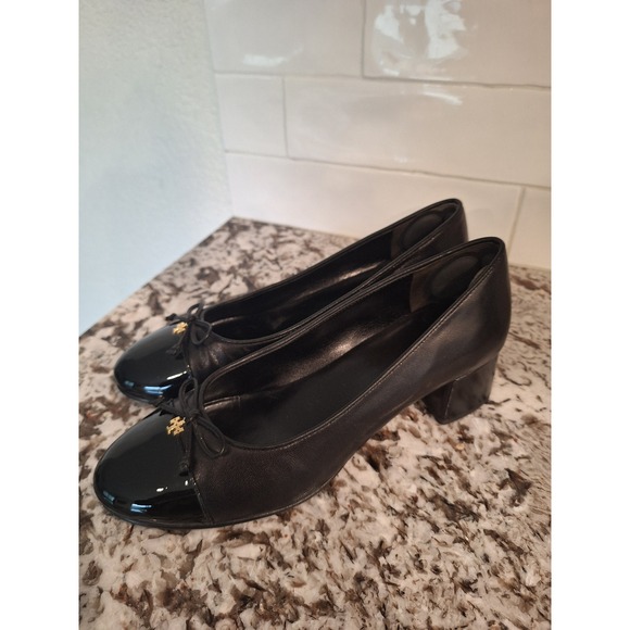 Tory Burch Black leather Ballet Flat Size 7.5 M Career Classic shoes - Picture 6 of 13